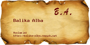 Balika Alba névjegykártya